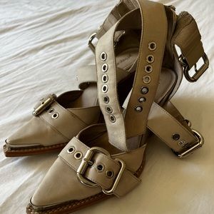 Jeffrey Campbell Beige Buckle Strap Flats
